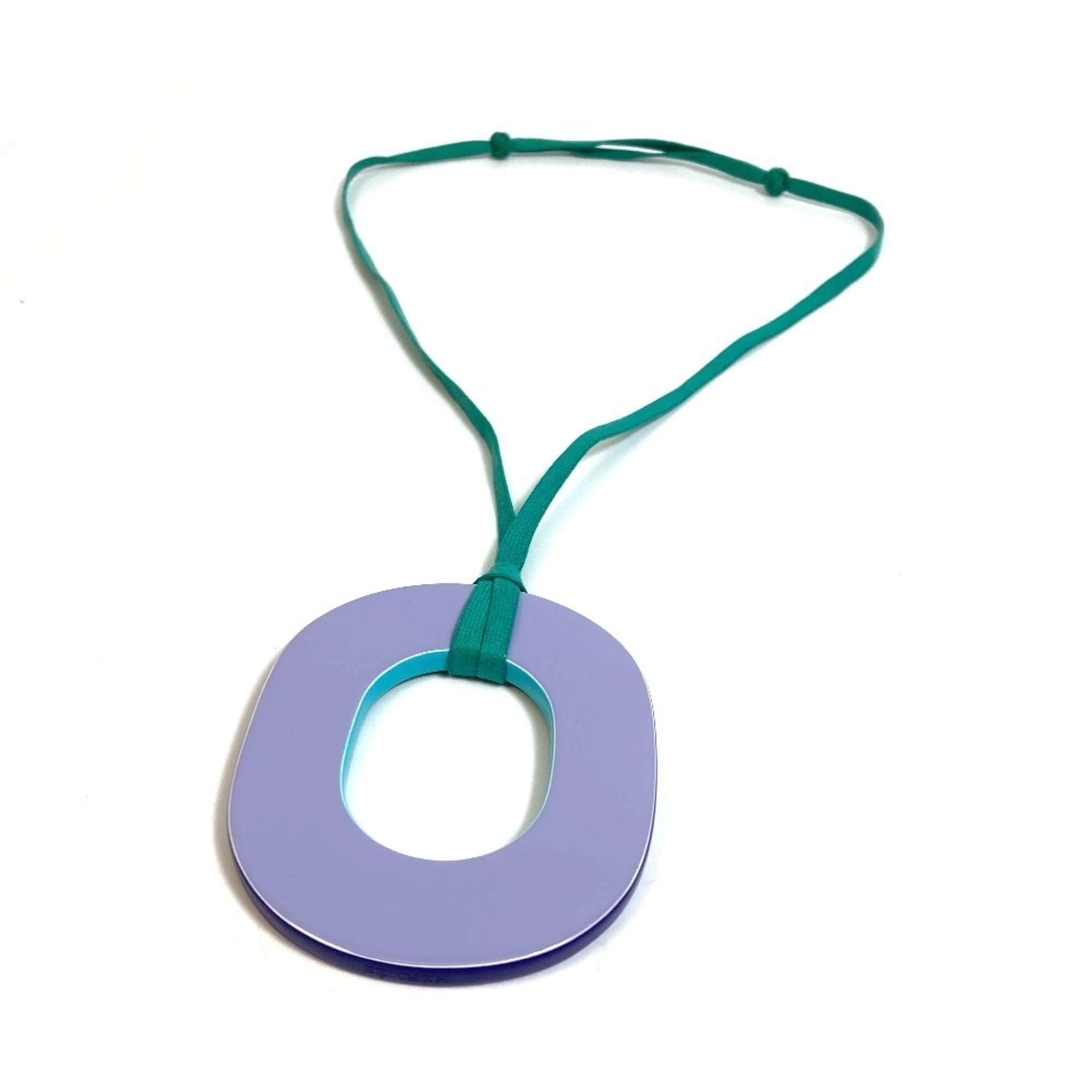 Hermes Issum Pigment Gm Wood Pendant Necklace Lacquer Womens CuracaoPalm 354$